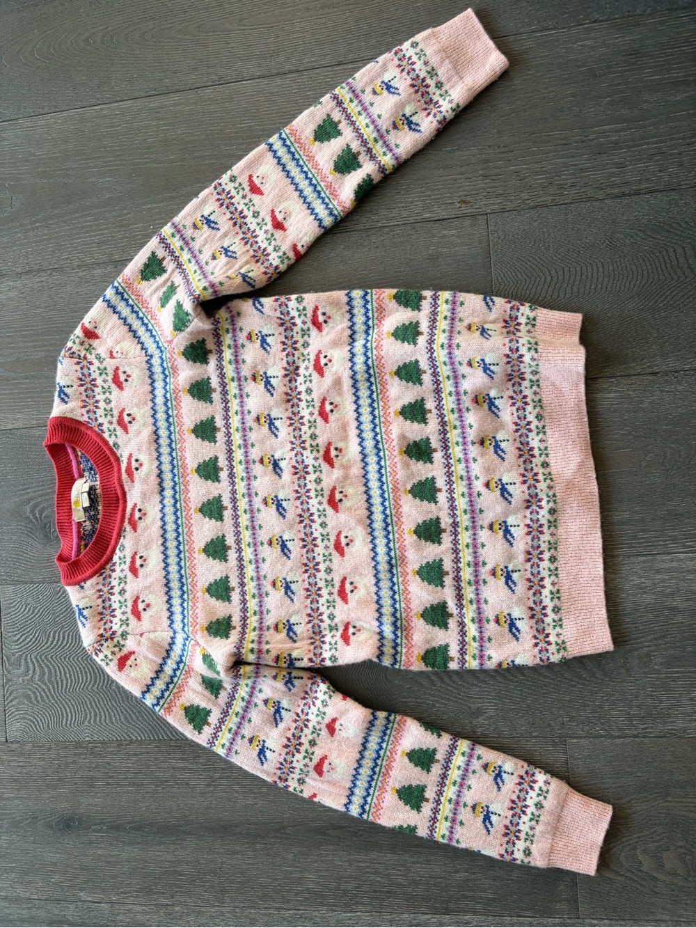Boden Chaldon Stitch Christmas Holiday Fair Isle Pink Crewneck Sweater - Picture 3 of 4